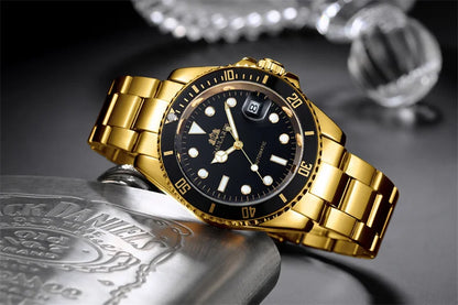 High Quality Automatic Mechanical Watch for Men Stainless Steel Red Dial Date Strong Luminous Luxury Men Watch Reloj Hombre