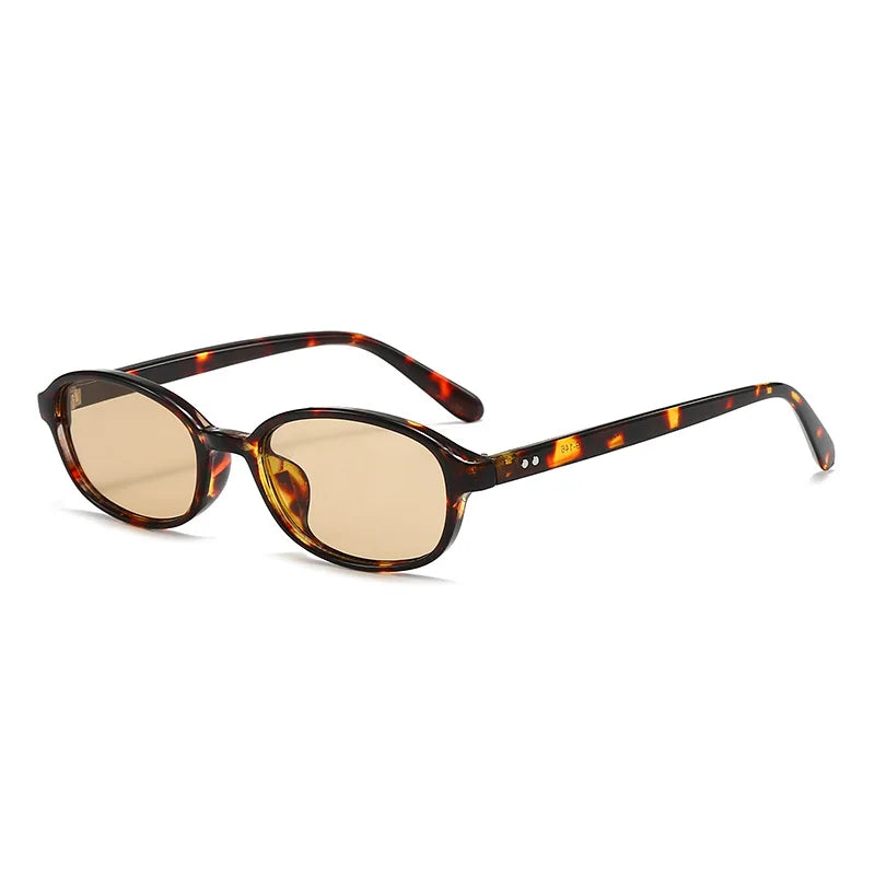 Personalized oval-shaped small frame plastic-rimmed sunglasses for men and women, suitable for daily sun protection