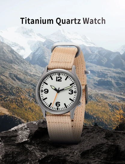 BERNY Full Titanium Watches for Men Super Luminous Sapphire Sports Field Quartz Men's Watch VH31 Wristwatch 5ATM Easy Read