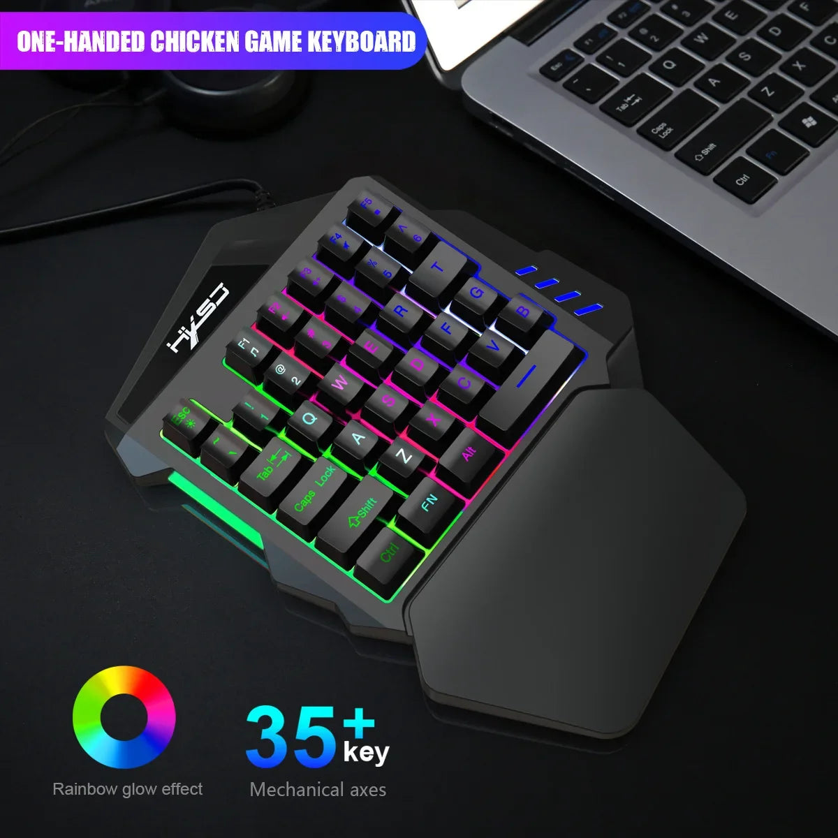Wired Backlight Keyboard Mouse Set One-handed Professional Gaming Keyboard Mini Portable Game Mouse for Battle Royale Game