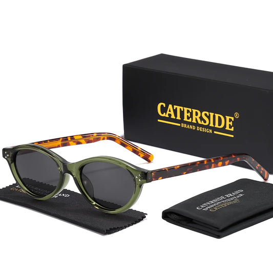CATERSIDE Retro Oval Sunglasses for Women Men Tr Frame Acetate Pin Leg Polarized UV400 Protection Fashion Cat Eye Sun Glasses