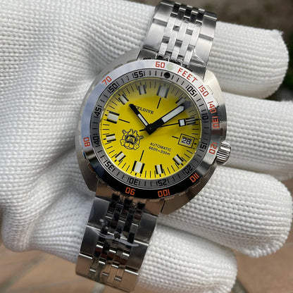 SD1967 Milled Clasp Bracelet Steel Bezel 43mm Steeldive Sapphire Glass 20ATM Water Resistant NH35 Automatic Man Dive Watch