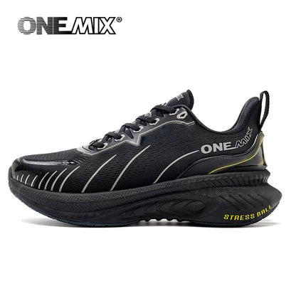 ONEMIX Nye løbesko med støddæmpning til mænd, velegnede til tunge løbere, snøresko til sport, kvinder, skridsikre udendørs atletiske herresneakers