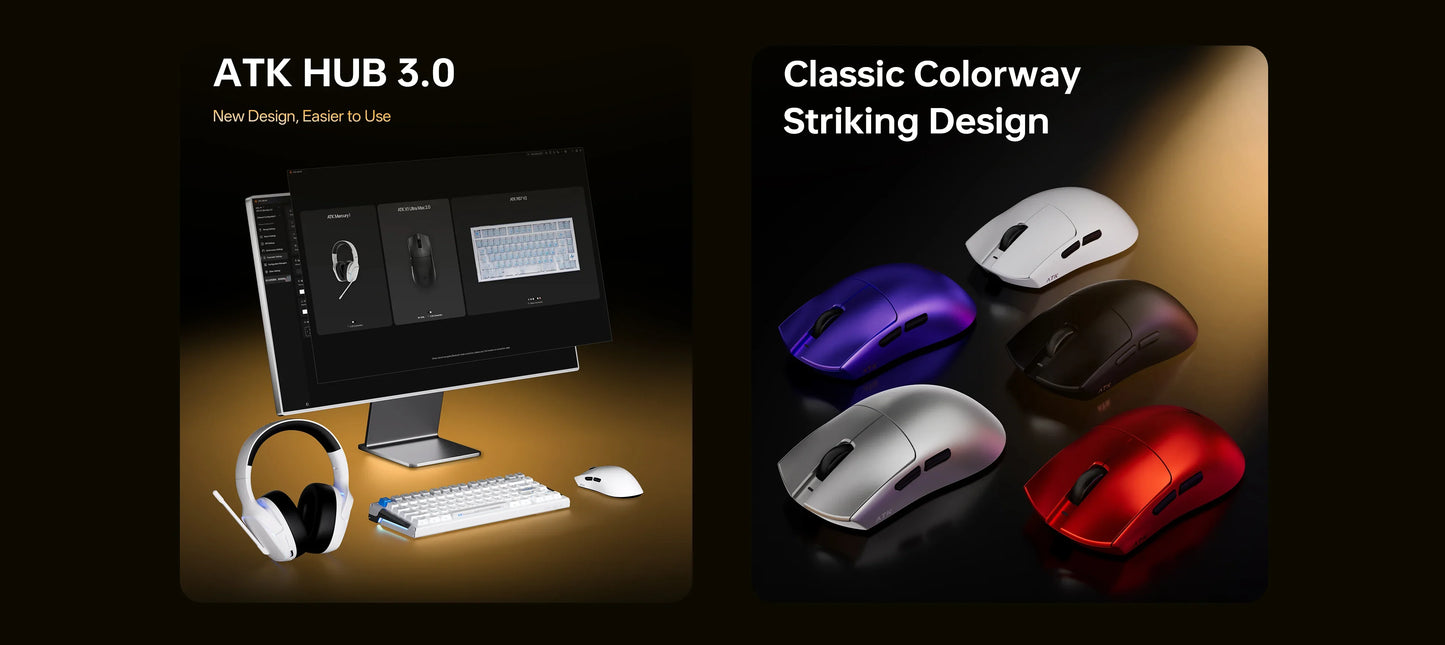ATK Blazing Sky X1 V2 Ultimate Dual-Mode-Wireless-Maus, leicht, PAW3950 Ultra, Dual 8K Hz, niedrige Latenz, anpassbare Ergonomie-Maus