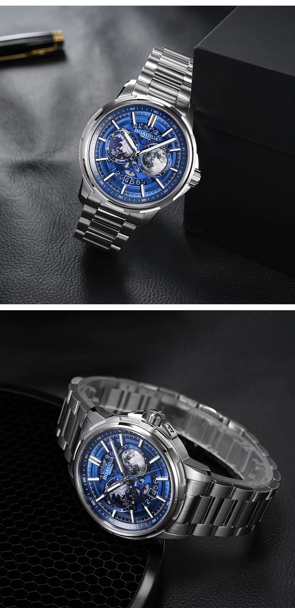 BORIAGE (BOAIJIUA) Automatic Mechanical Watch Creative Starry Sky Watch Water Resistant Mechanical Watches Birthday Gift for Men