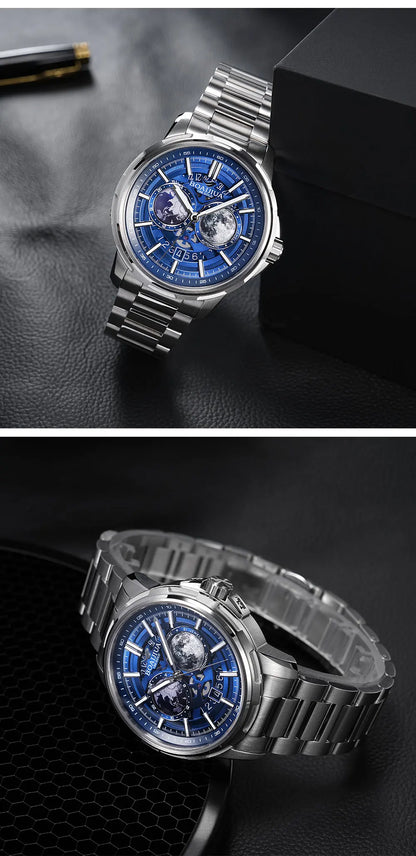 BORIAGE (BOAIJIUA) Automatic Mechanical Watch Creative Starry Sky Watch Water Resistant Mechanical Watches Birthday Gift for Men