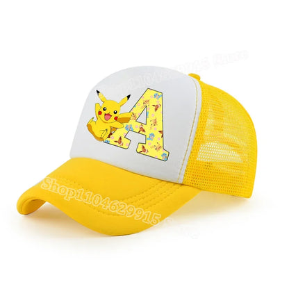 Pokemon Pikachu Baseball Cap Cartoon Anime Popular Letters Print Kids Hat Summer Athleisure Adjustable Parent-child Hats Gift