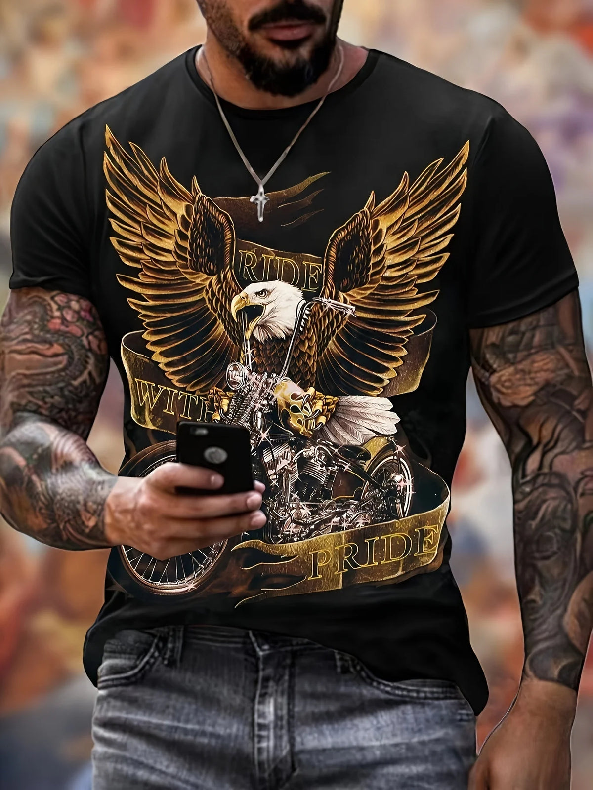 Modne majice z grafiko Eagle Luksuzne majice Poletne moške majice Sproščene majice Majice s kratkimi rokavi 3D-tiskanje Moška oblačila