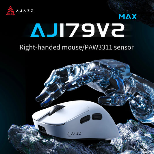 AJAZZ AJ179 V2 MAX tri-mode högerhänt mus, 56g lättviktsdesign, PAW3311-sensor, Huanuo Micro Switch, TelinkMicrochip