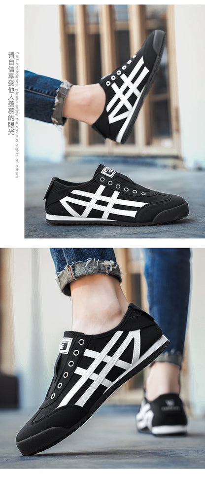 Men's Classic Running Shoes Lace Up Flat Bottom Sports Shoes Soft Sole Walking Gym Breathable Couple Casual Canvas Tennis Shoes