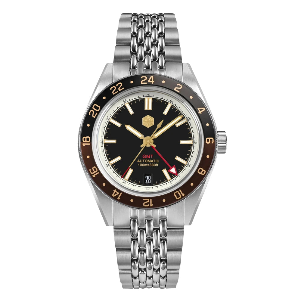 San Martin 39.5mm Limited Edition Full Lume Dial Automatic Men's Watch NH34 GMT 6H Date 10Bar Luxury Watch SN0116W
