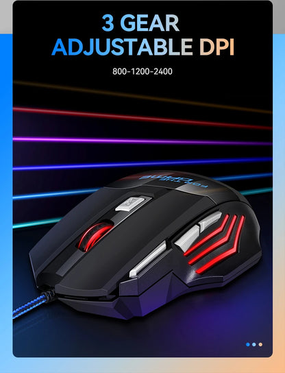 T-WOLF Wired Gaming Mouse 7-Button RGB Backlit Ergonomic Mechanical Mouse for PC Gamer