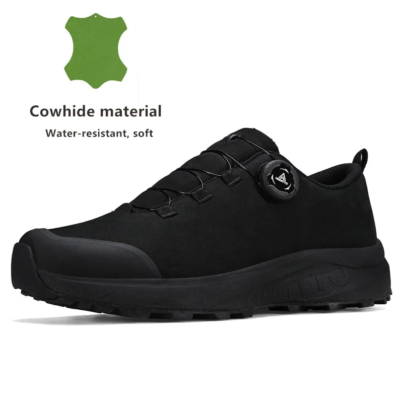 HUMTTO Leather Shoes for Men Winter Camping Outdoor Men's Sports Shoes Breathable Trekking Boots Man Non-slip Hiking Sneakers
