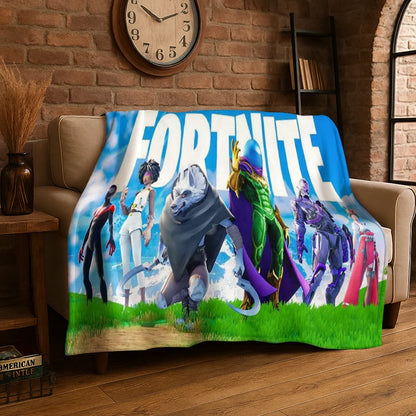 Cartoon-F-Fortnite-Gamer-Flanelldecke – weiche, warme Kuscheldecke für Schlafzimmer, Wohnzimmer, Bett, Reisen, Camping, Picknick und als Geschenk