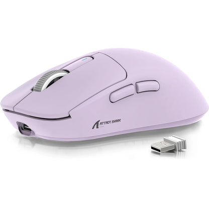 ATTACK SHARK X3 kabellose Gaming-Maus PixArt PAW3395 49g SUPERLIGHT, BT/2.4G kabellos/kabelgebunden, 6 einstellbare DPI-Stufen bis zu 26000
