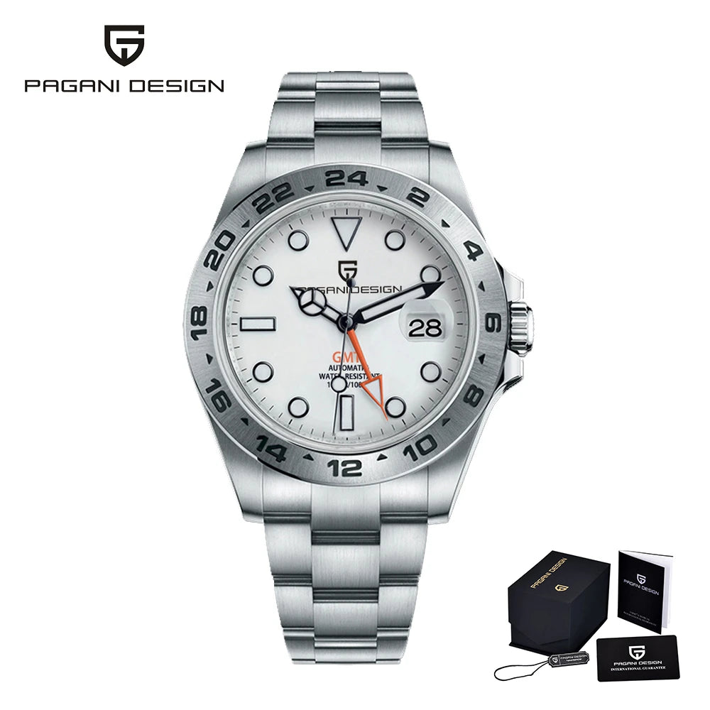 Pagani Design PD1682 Men’s GMT Watch 42mm Automatic Mechanical DG5833 Sapphire Crystal Stainless Steel Waterproof Black Vintage