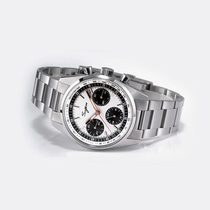Sugess Mens Watch 38mm Chronograph Mechanical Wristwatches Tianjin Gooseneck Movement Sapphire Crystal Roulette Dial S465 new