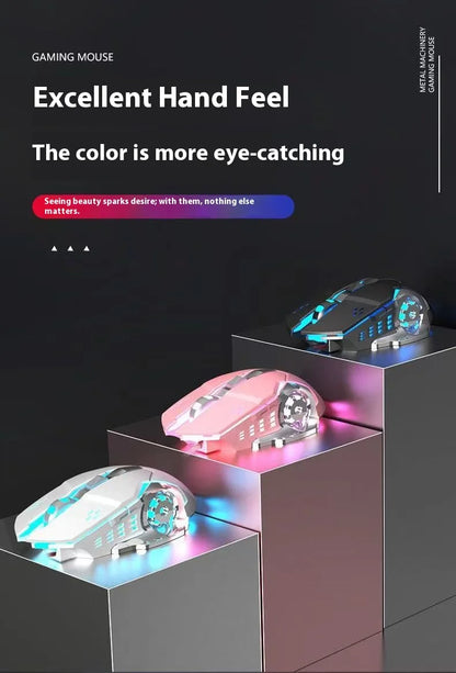 Q13 2.4G Bluetooth Wireless Mouse RGB Backlight DPI Adjustable 6 Keys USB Rechargeable Mechanical E-Sports Mouse for PC Laptop