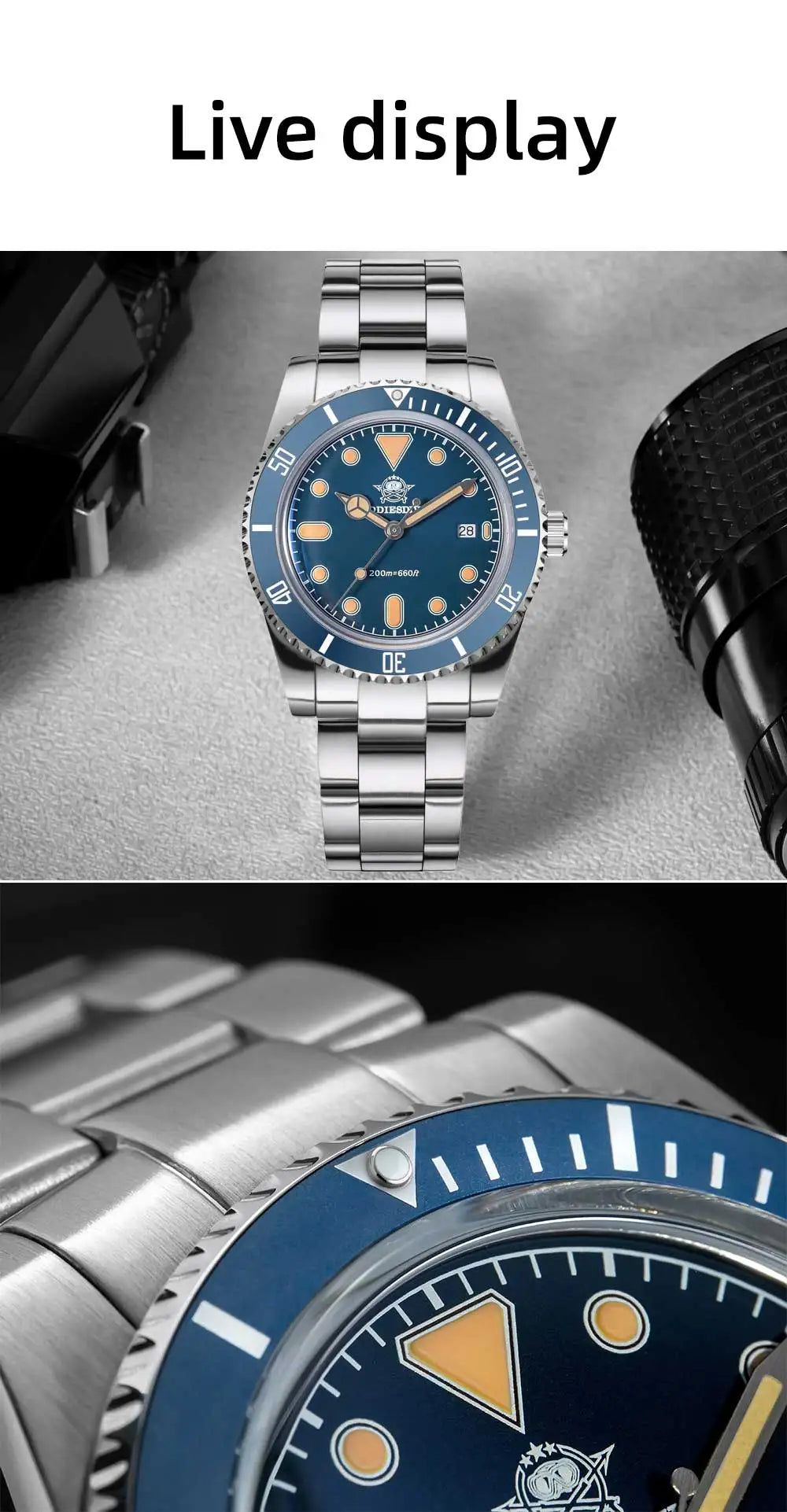ADDIESDIVE Men’s Luxury Diver Watch Luminous Dial, Ceramic Bezel, Stainless Steel & 20 Bar Water Resistant