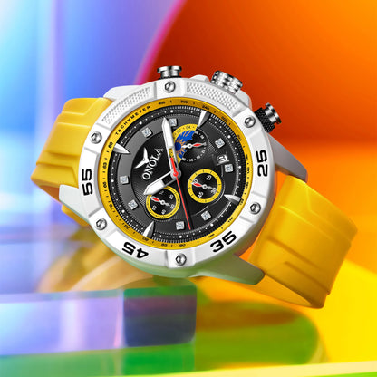 ONOLA New Fashion Casual Men's Watch Multi functional Fluorescent Tape Waterproof Quartz Military Watch Men's Clock High Quality