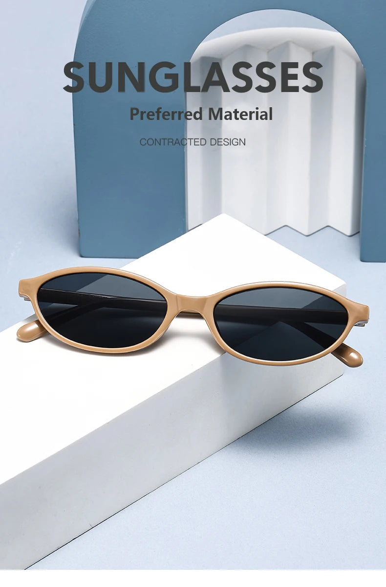 1/4pcs New Casual Elliptical Sunglasses Female Multi Color Frame Glasses Fashion Small Frame Design UV400 Sun Glasses Unisex