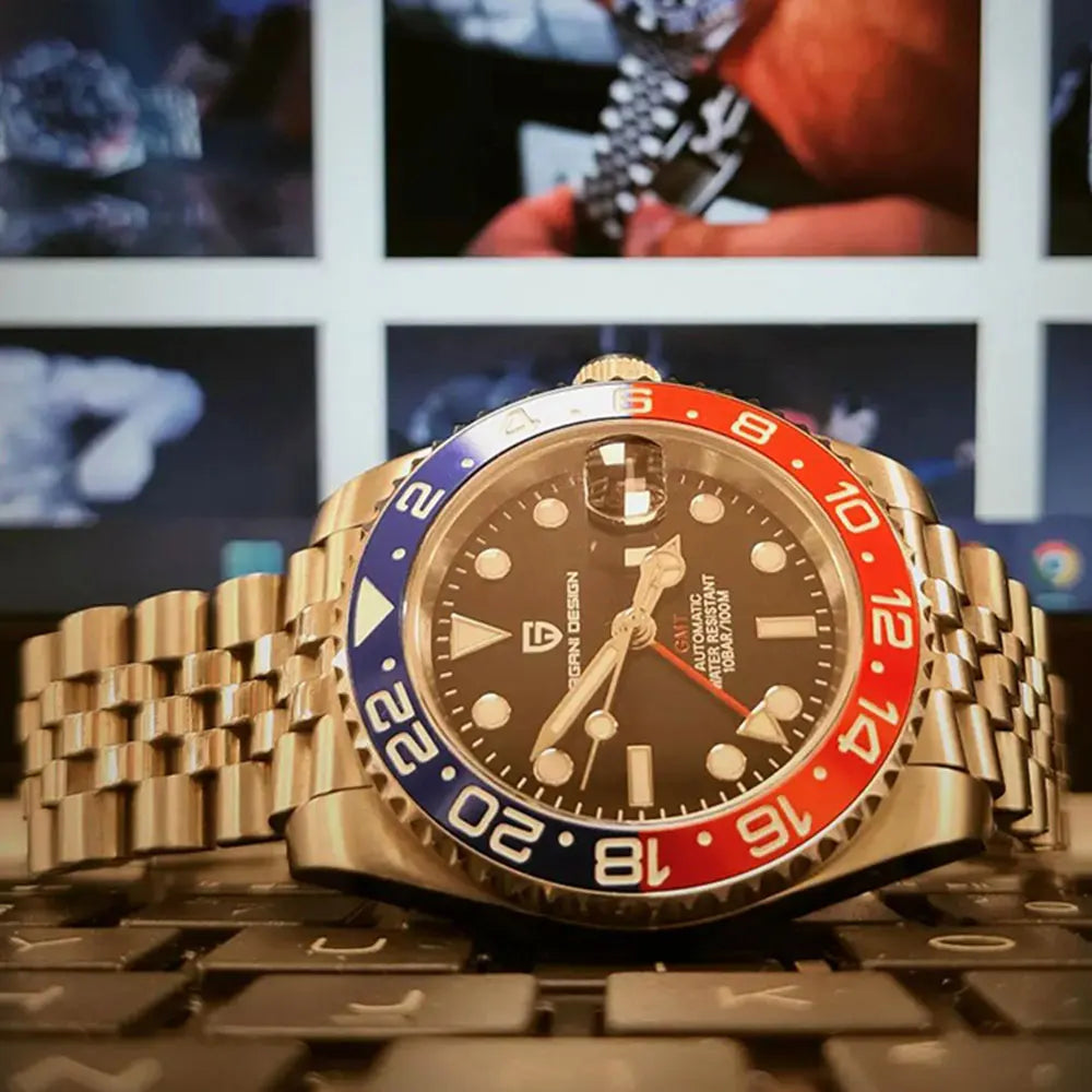 GMT Wristwatch PAGANI DESIGN Automatic Watch 40mm Mens Watch Top Brand Mechanical Watch 100M Waterproof Luminous Watches PD-1662