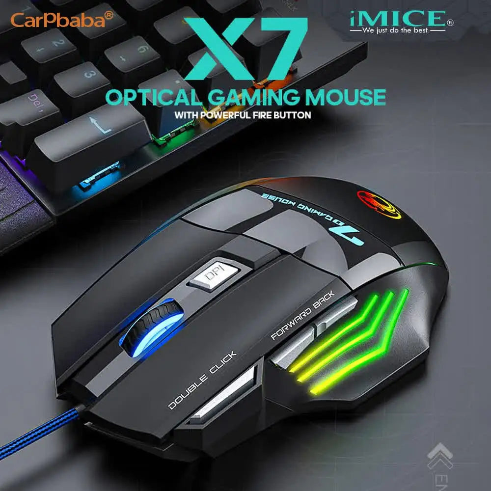 IMICE X7 Optical Gaming Mouse Adjustable DPI Ergonomic Anti Slip Design Colorful Luminuse Suitable for DesktopComputers Laptop