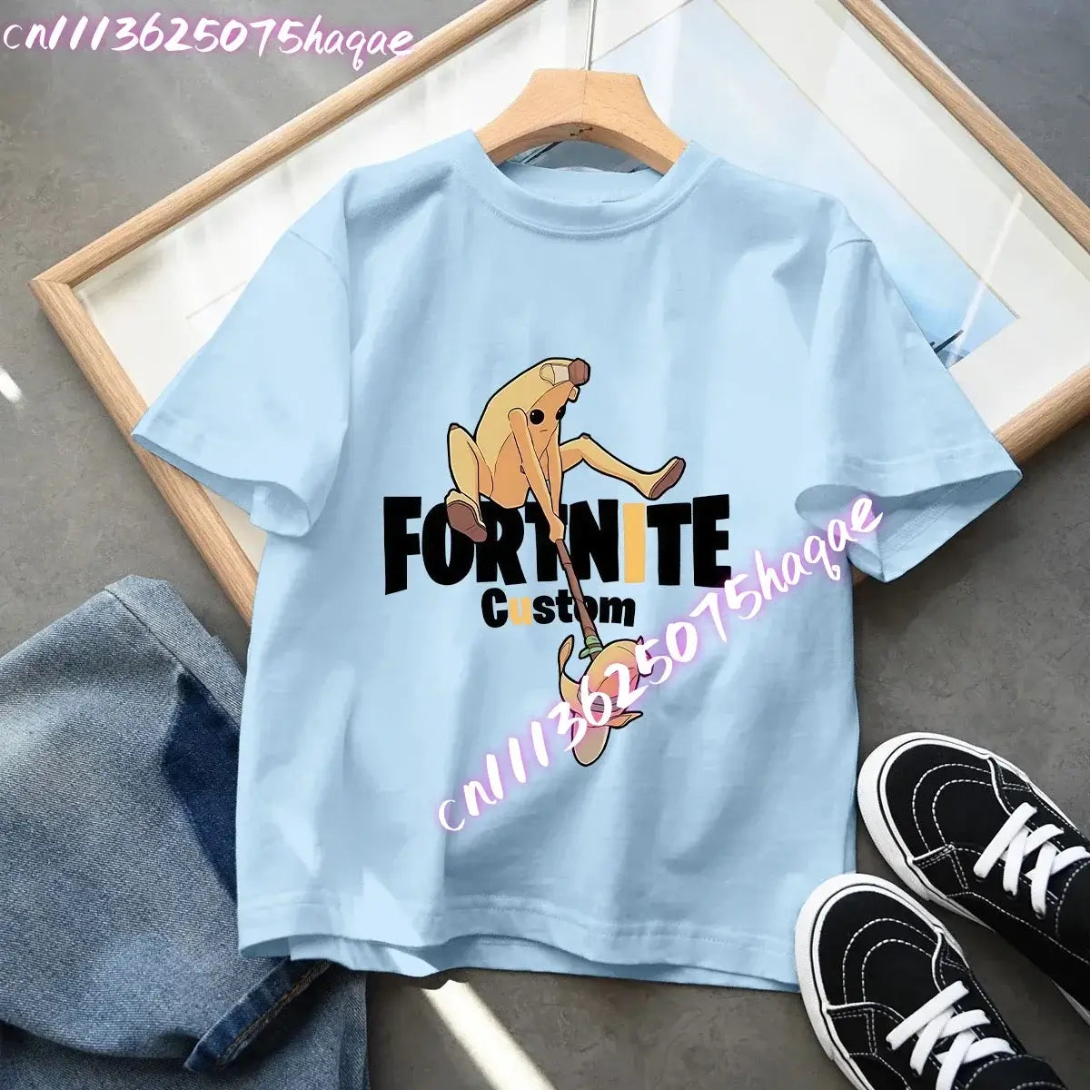 Fortnites Kids Blue Cotton T Shirt Fortress Night Baby Short Sleeve Tees Shirt Cartoon Boy Girl Summer Clothes Kawaii Tops Gift