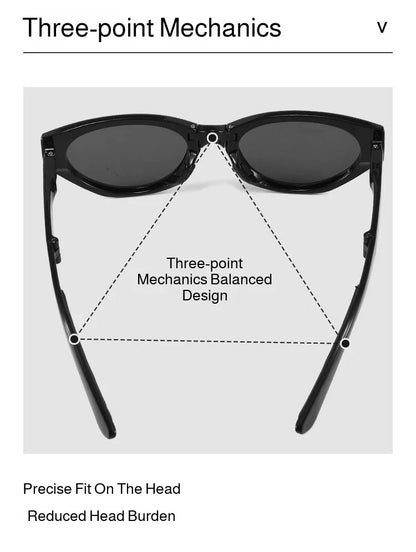 Minimalist Oval Cat-eye Glasses Women's Fashion Outdoor Folding Sunglasses Sun Shading UV Sunscreen Glasses Stylish Accessory