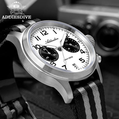 Orologio da uomo ADDIESDIVE 2025 New Panda Eye, retrò di lusso, quarzo VK64, cronografo sportivo, impermeabile 100M, luminoso