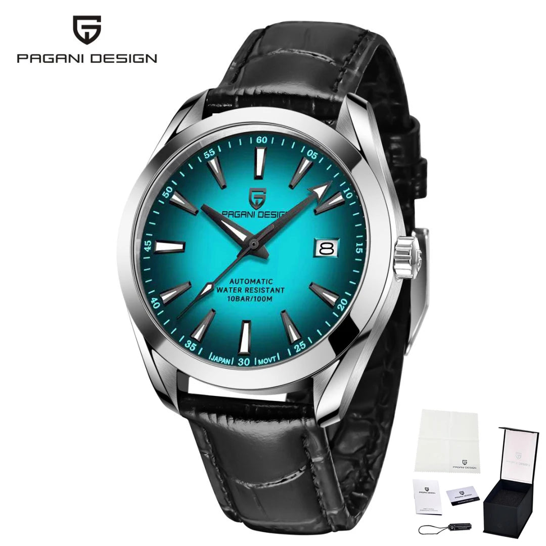 Reloj de lujo para hombre PAGANI DESIGN – Modelo automático mecánico (calibre 8215), de acero inoxidable, hermético, con indicador de fecha y agujas luminiscentes