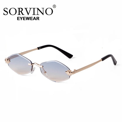 SORVINO 2024 Women Luxury Brand Designer Sunglasses New Polygonal Small Rimless Rhombus Sun Glasses Female Retro Eyewear