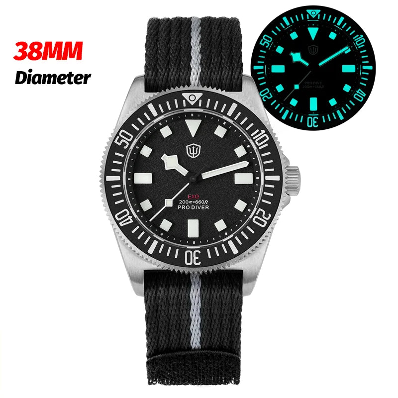 Watchdives EXD 40Mm Titanium Dive Watch Men's VH31 Sweep Quartz Watches 200 Waterproof AR Sapphire BGW9 Luminous 316L Wristwatch
