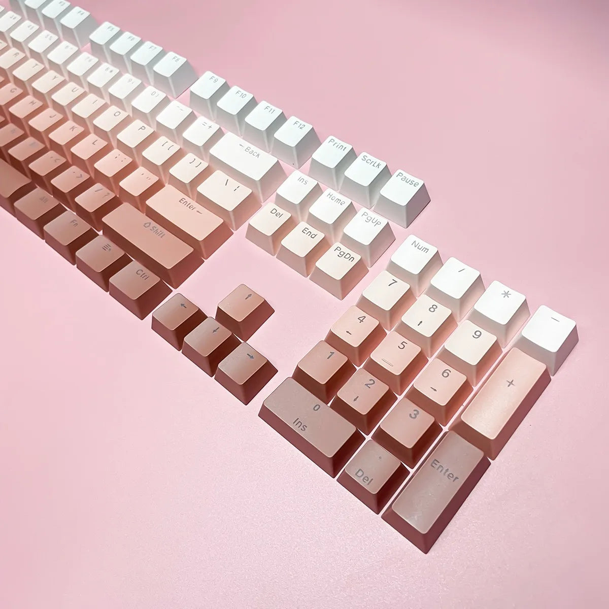 Teclas Gamer RGB retroiluminadas em degradé para teclado mecânico com switch MX, perfil OEM, PBT, branco e azul, layout ISO, teclas DIY