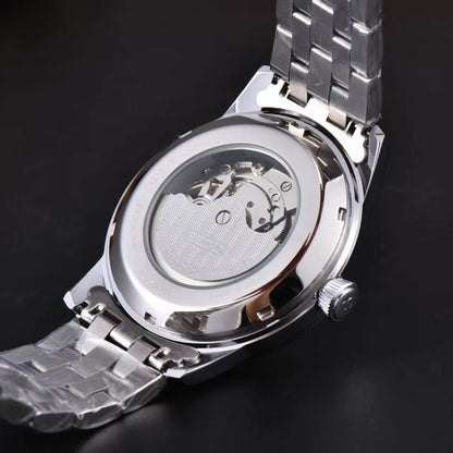 Seiko's new men's and women's business mechanical wristwatch, casual classic stainless steel strap, fashionable couple's watch