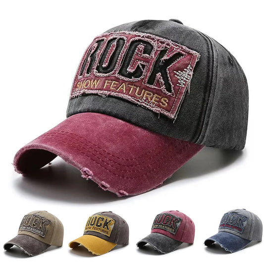 Wysokiej jakości bawełniana czapka baseballowa z haftowanym napisem ROCK dla mężczyzn i kobiet, snapback, sportowa czapka przeciwsłoneczna outdoor