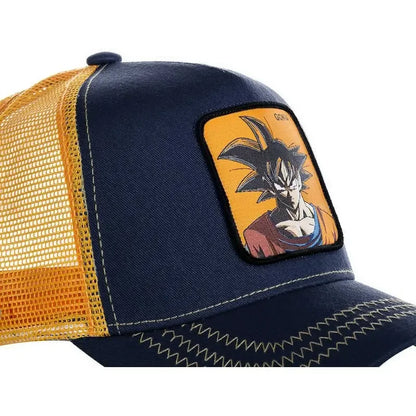 Dragon Ball Son Goku sapka, nyári utazós csúcsos sapka, férfi hímzett hip-hop stílusú napellenzős, állítható trucker hálós sapka