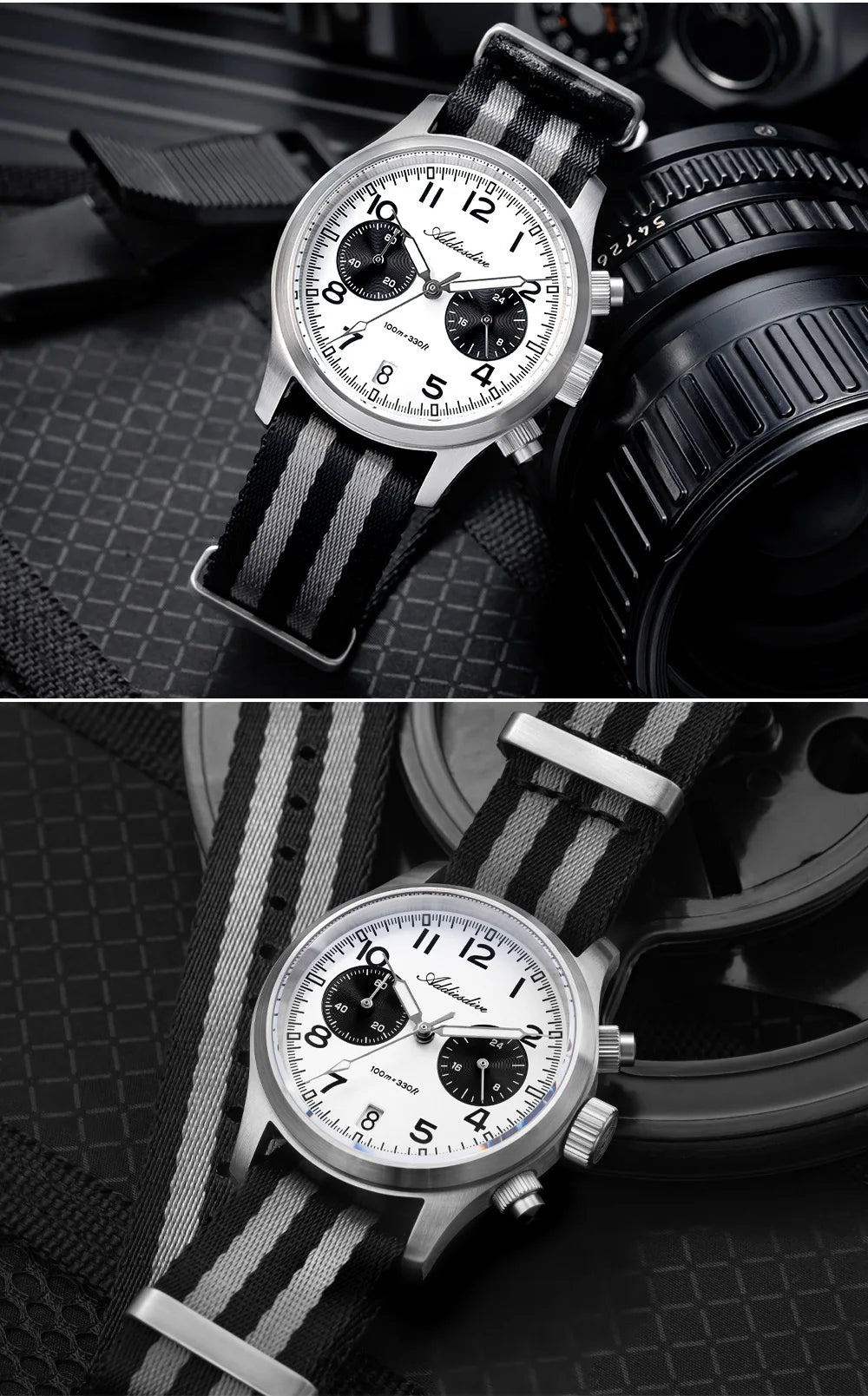Orologio da uomo ADDIESDIVE 2025 New Panda Eye, retrò di lusso, quarzo VK64, cronografo sportivo, impermeabile 100M, luminoso