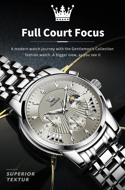 OLEVS Brand Fashion Red Watch For Men Luxury Sport Waterproof Stainless Steel Chronograph Quartz Watches Mens Relogio Masculino
