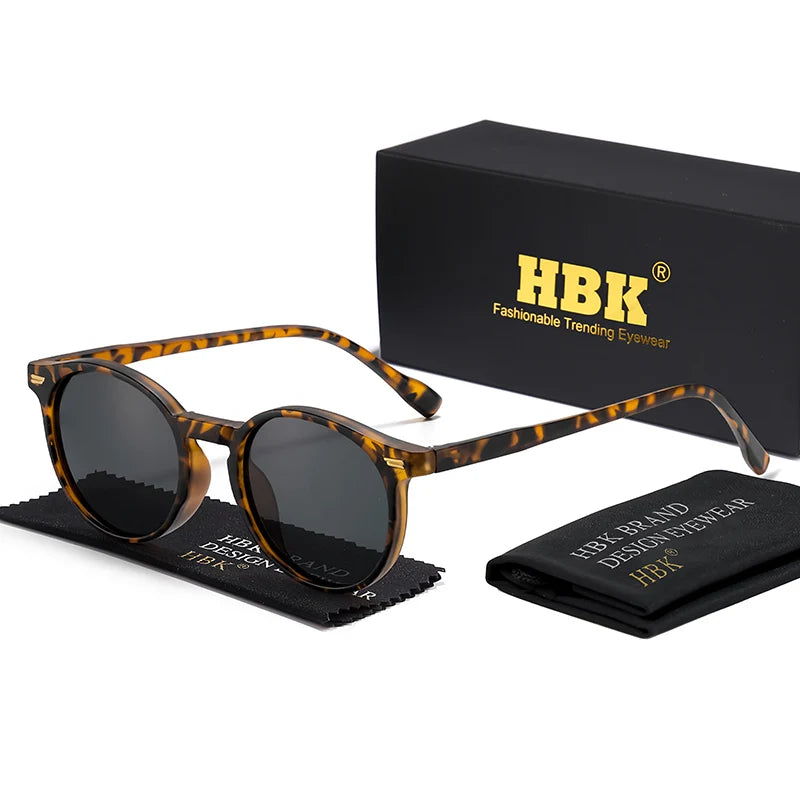 HBK Fashion Polarized Sunglasses Men Round TR90 Frame Fashion Sun Glasses Women Driving Sports UV400 Lunette De Soleil Homme