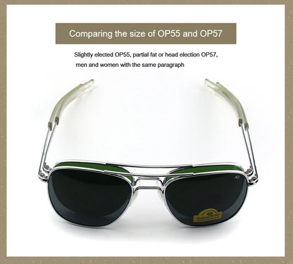 Pilot AO Sunglasses Men Top Quality American Army Military Mirror AGX Tempered Glass Lens Sun Glasses