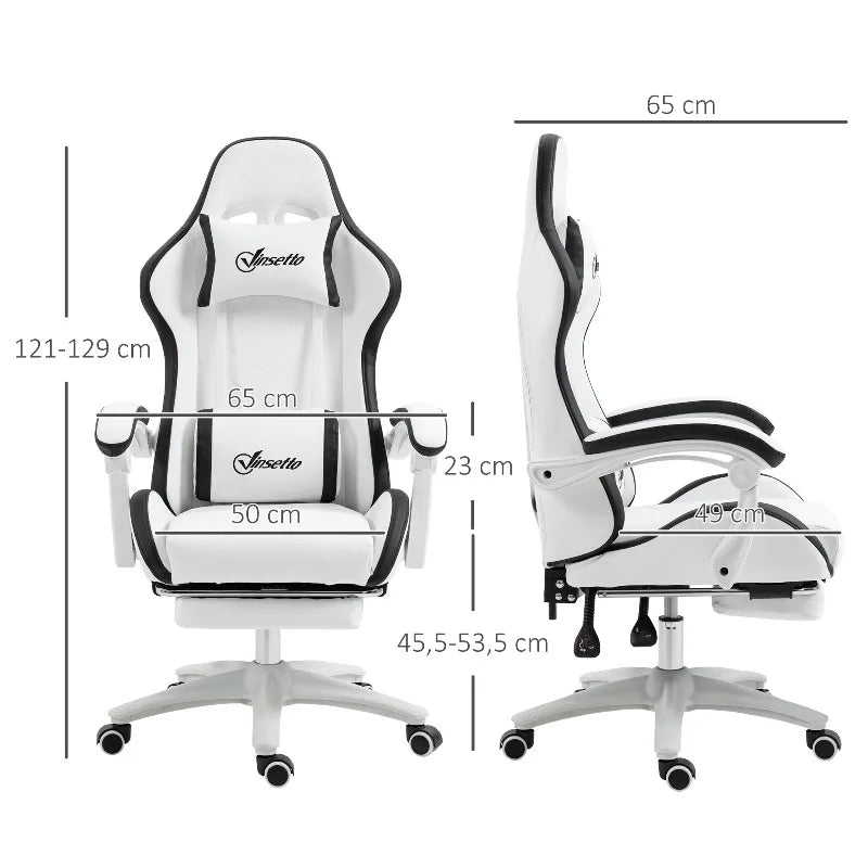 Ergonomic Leather Gaming Chair with 135° Reclining, 360° Swivel, Footrest, Adjustable Height, Comfortable Office & PC Gaming Chair