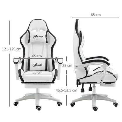 Ergonomic Leather Gaming Chair with 135° Reclining, 360° Swivel, Footrest, Adjustable Height, Comfortable Office & PC Gaming Chair