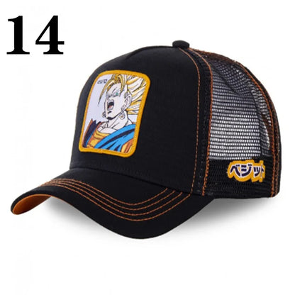Casquette de baseball imprimée à l'effigie d'un personnage de l'anime Dragon Ball pour hommes et femmes – Casquette hip-hop – Casquette en maille pour camionneur – Protection solaire d'été pour les activités en plein air