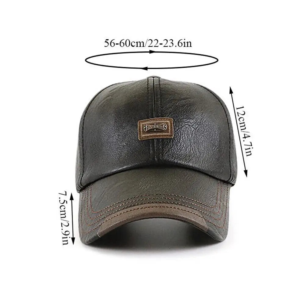 Men Hats Baseball Caps Leather Outing Cap Fashion Casual Adjustable Winter Warm Hat