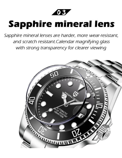 PAGANI DESIGN Diving Watch Mechanical Automatic Watch 316L Stainless Steel UltraBright Luminous Watch Top Luxury Watches for Man