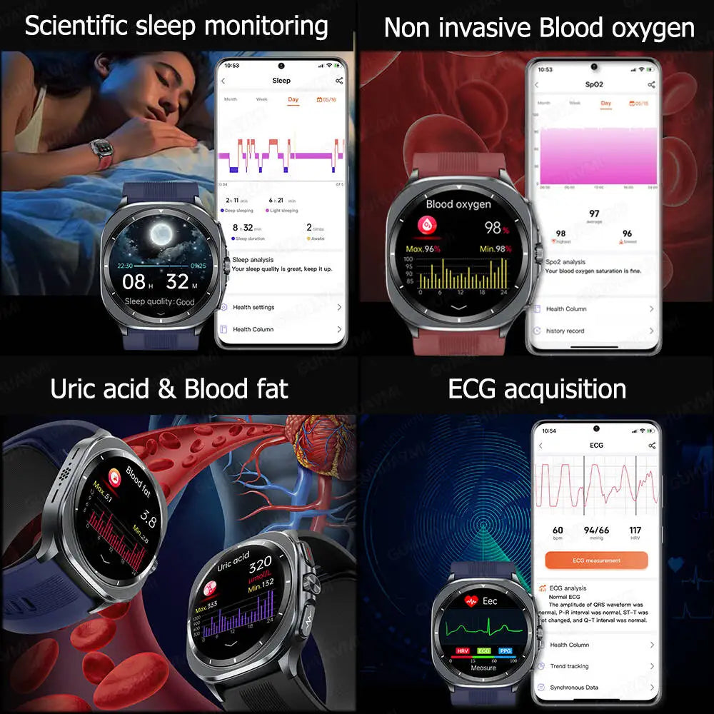 2026 New Health track Smartwatch Air Pump Airbag True Blood Pressure Health Measure Smart Watch Men Women Blood oxygen BT Call