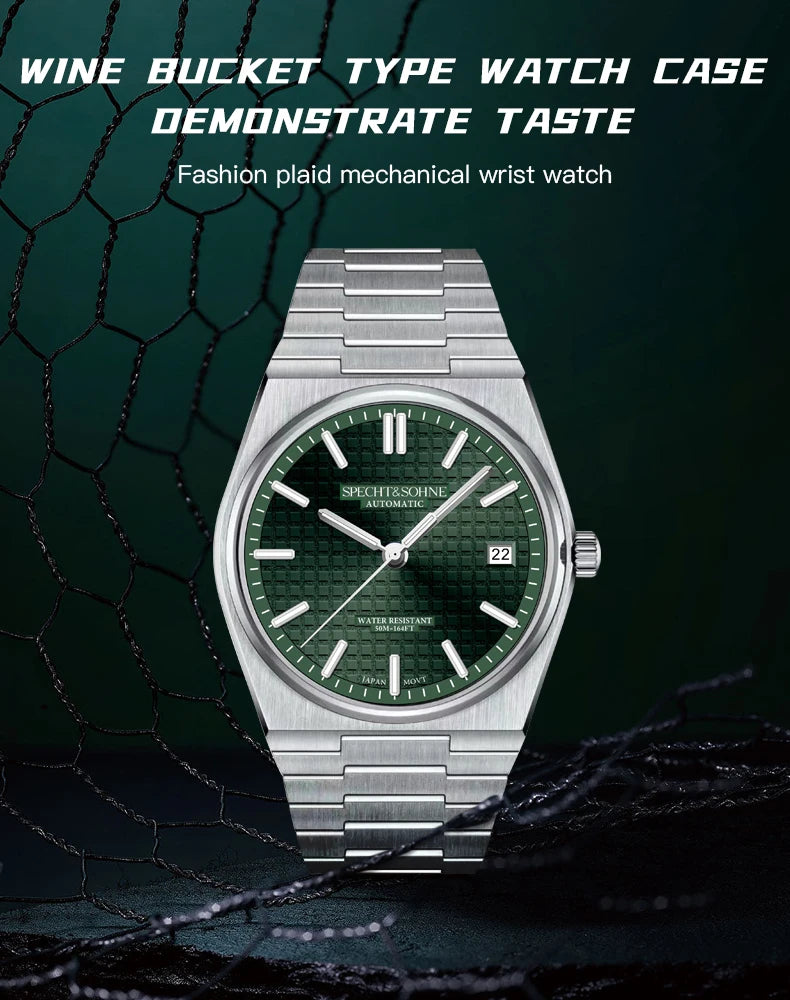 2026 New 37MM SPECHT&SOHNE Men Automatic Mechanical Watches Japan 8215 Movt Sapphire Ice Blue Stainless Steel Relogio Masculino
