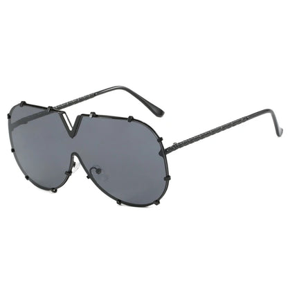 Trendy Rivets Metal Frame Oversized Pilot Women Sunglasses Brand Design Men Sunglass UV400 Outdoor Driving Travel Luxury Goggles