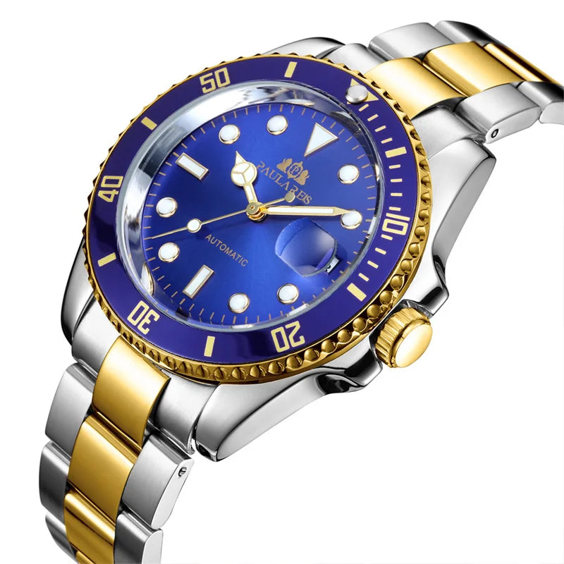 High Quality Automatic Mechanical Watch for Men Stainless Steel Red Dial Date Strong Luminous Luxury Men Watch Reloj Hombre